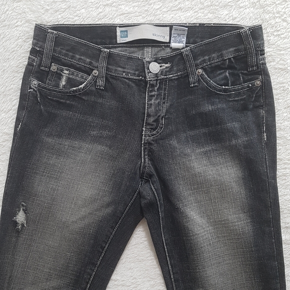 Gap distressed black skinny jeans size 2 - Picture 4 of 12